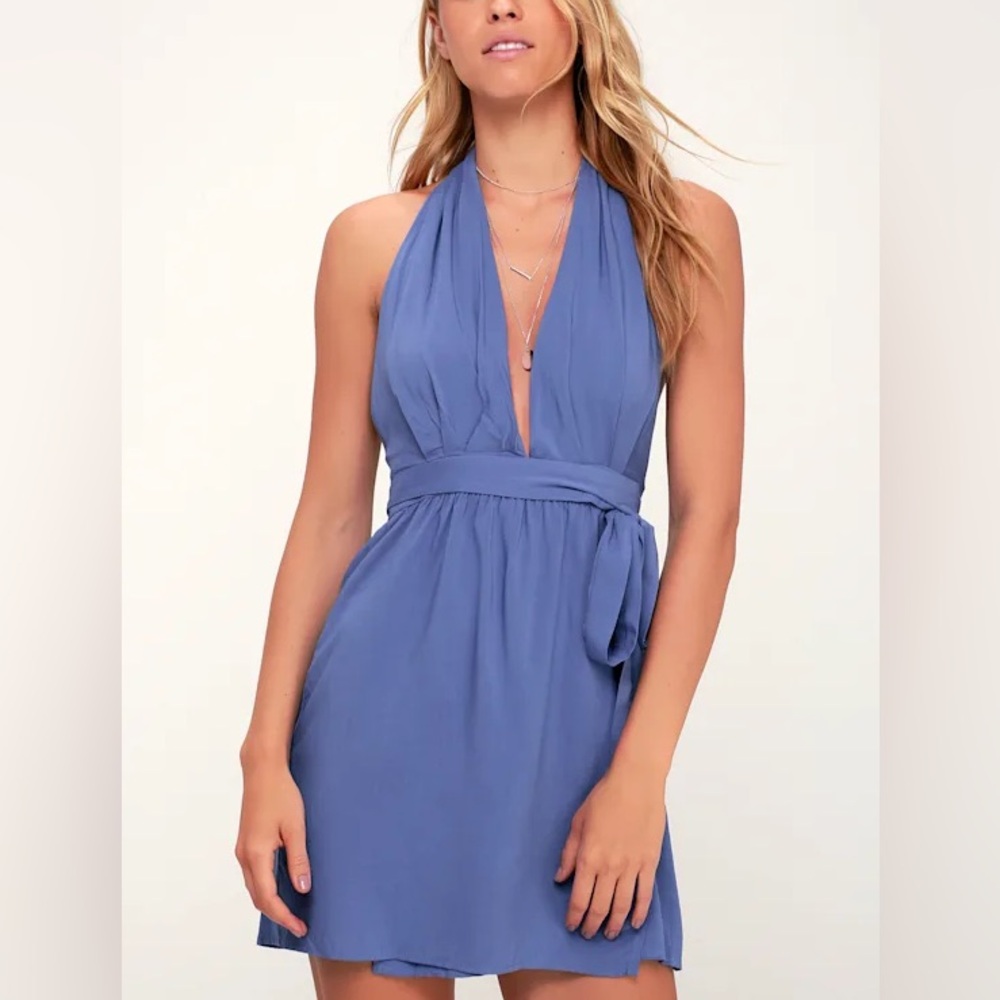 Lulu's Positively Perfect Periwinkle Blue Wrap Dress